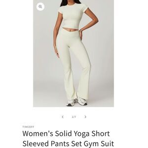 Cream High-Waist Flare Yoga Pants
